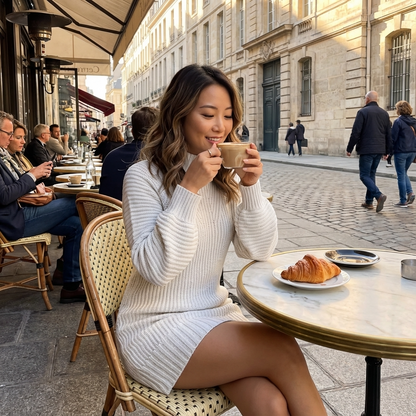 Seren Women’s Ribbed Knit Jumper Dress | High Neck, Mini Length