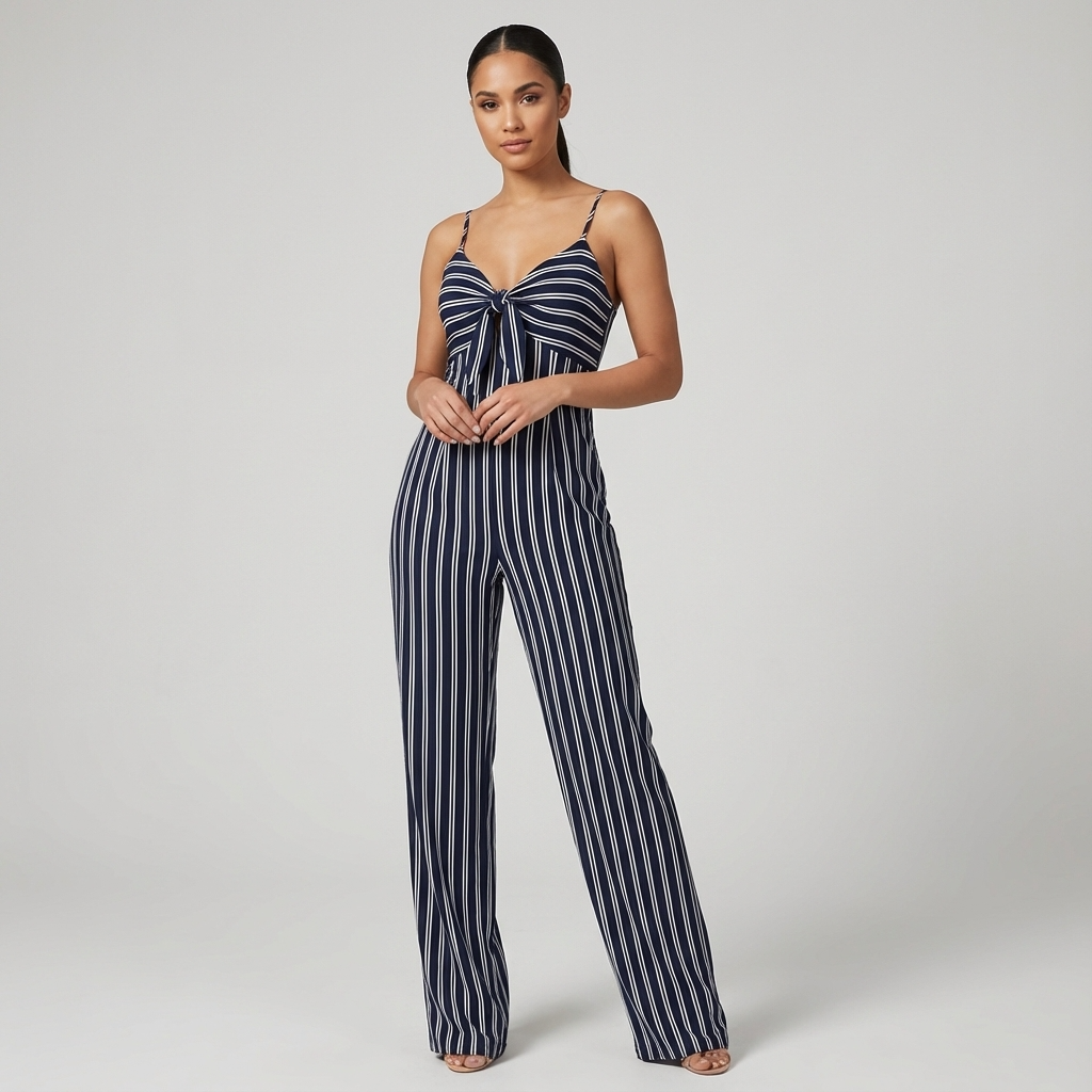 Combinaison dos nu pour femme Elara | Design rayé, bretelles spaghetti