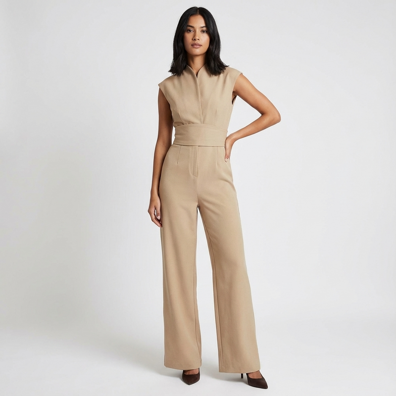 Grove Arden Women’s Sleeveless Jumpsuit | Wide Leg, Belted Waist