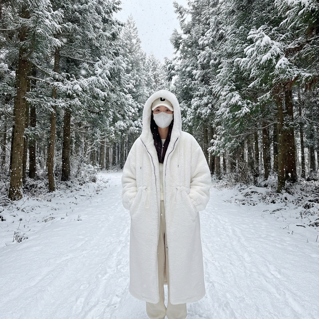 Abrigo largo con capucha de Eirene para mujer | Cierre con cremallera, Textura de piel sintética