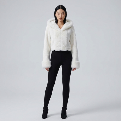 Haven Isabella Women’s Faux Fur Jacket | Oversized Hood, Plush Texture