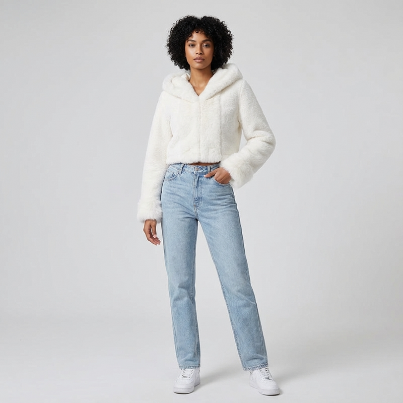 Haven Isabella Women’s Faux Fur Jacket | Oversized Hood, Plush Texture