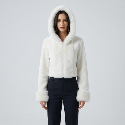 Haven Isabella Women’s Faux Fur Jacket | Oversized Hood, Plush Texture