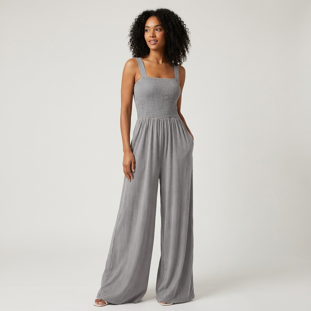 Slate Lucia Women’s Jumpsuit | Smocked Bodice, Wide-Leg Silhouette