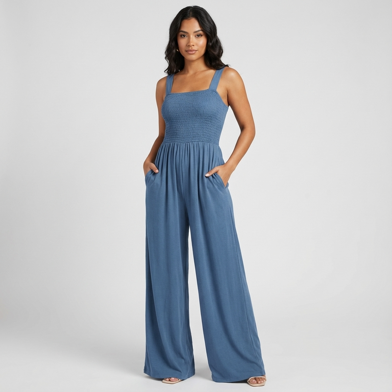 Slate Lucia Women’s Jumpsuit | Smocked Bodice, Wide-Leg Silhouette