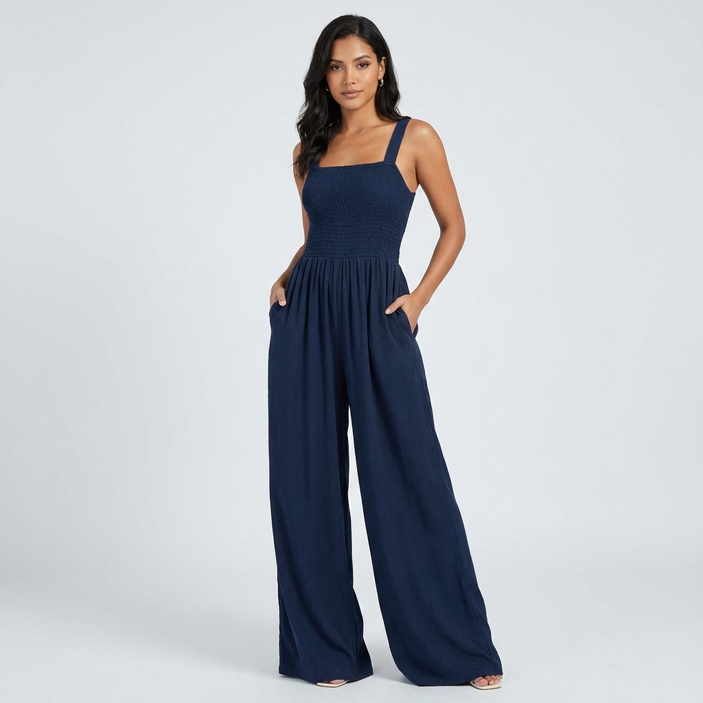 Slate Lucia Women’s Jumpsuit | Smocked Bodice, Wide-Leg Silhouette