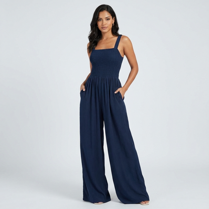 Slate Lucia Women’s Jumpsuit | Smocked Bodice, Wide-Leg Silhouette