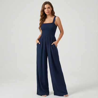 Slate Lucia Women’s Jumpsuit | Smocked Bodice, Wide-Leg Silhouette