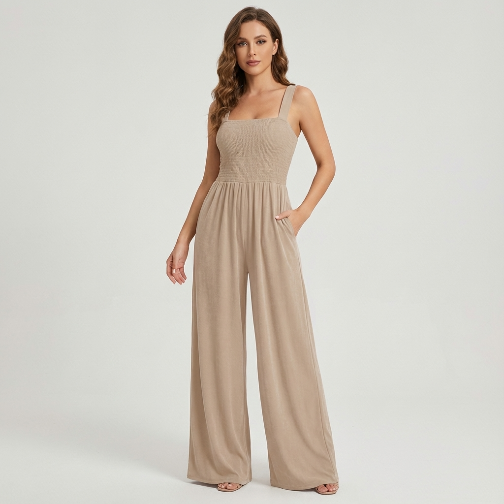 Slate Lucia Women’s Jumpsuit | Smocked Bodice, Wide-Leg Silhouette
