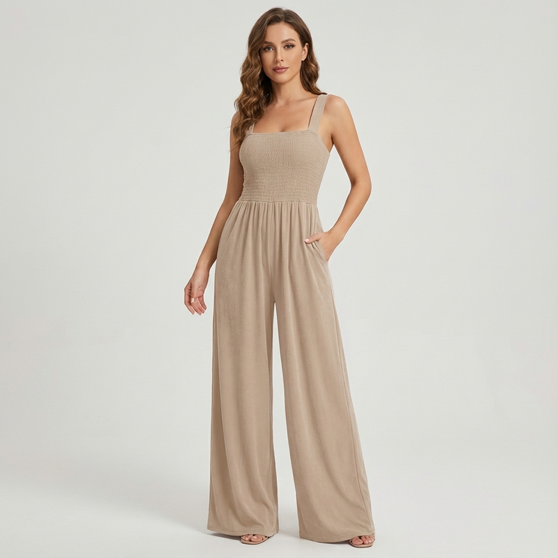 Slate Lucia Women’s Jumpsuit | Smocked Bodice, Wide-Leg Silhouette