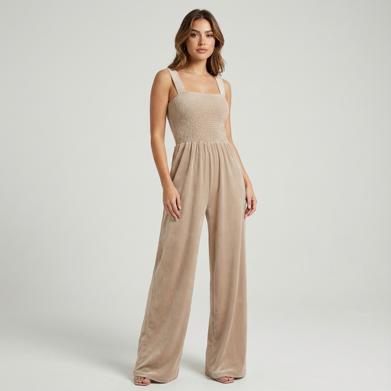 Slate Lucia Women’s Jumpsuit | Smocked Bodice, Wide-Leg Silhouette