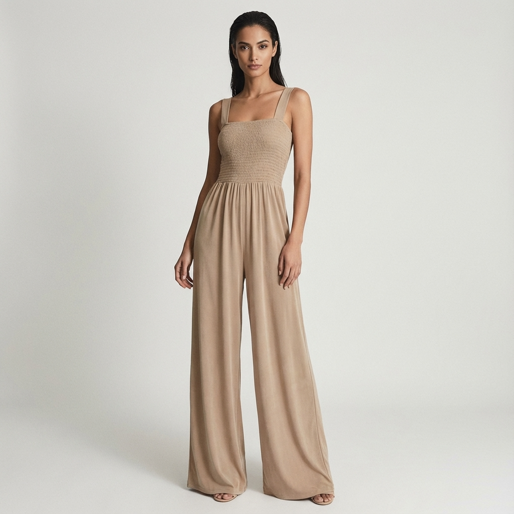 Slate Lucia Women’s Jumpsuit | Smocked Bodice, Wide-Leg Silhouette