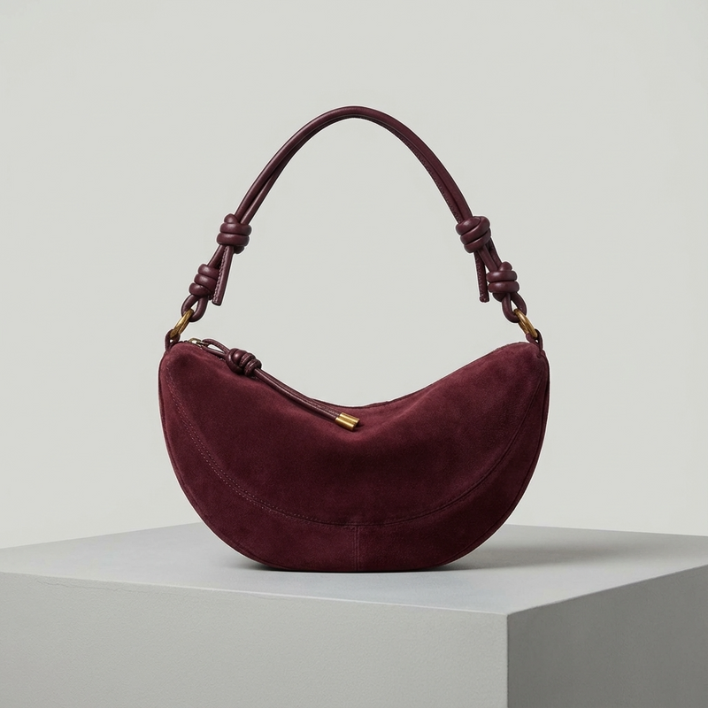 Mila Women’s Shoulder Bag | Crescent Shape, Knotted Strap