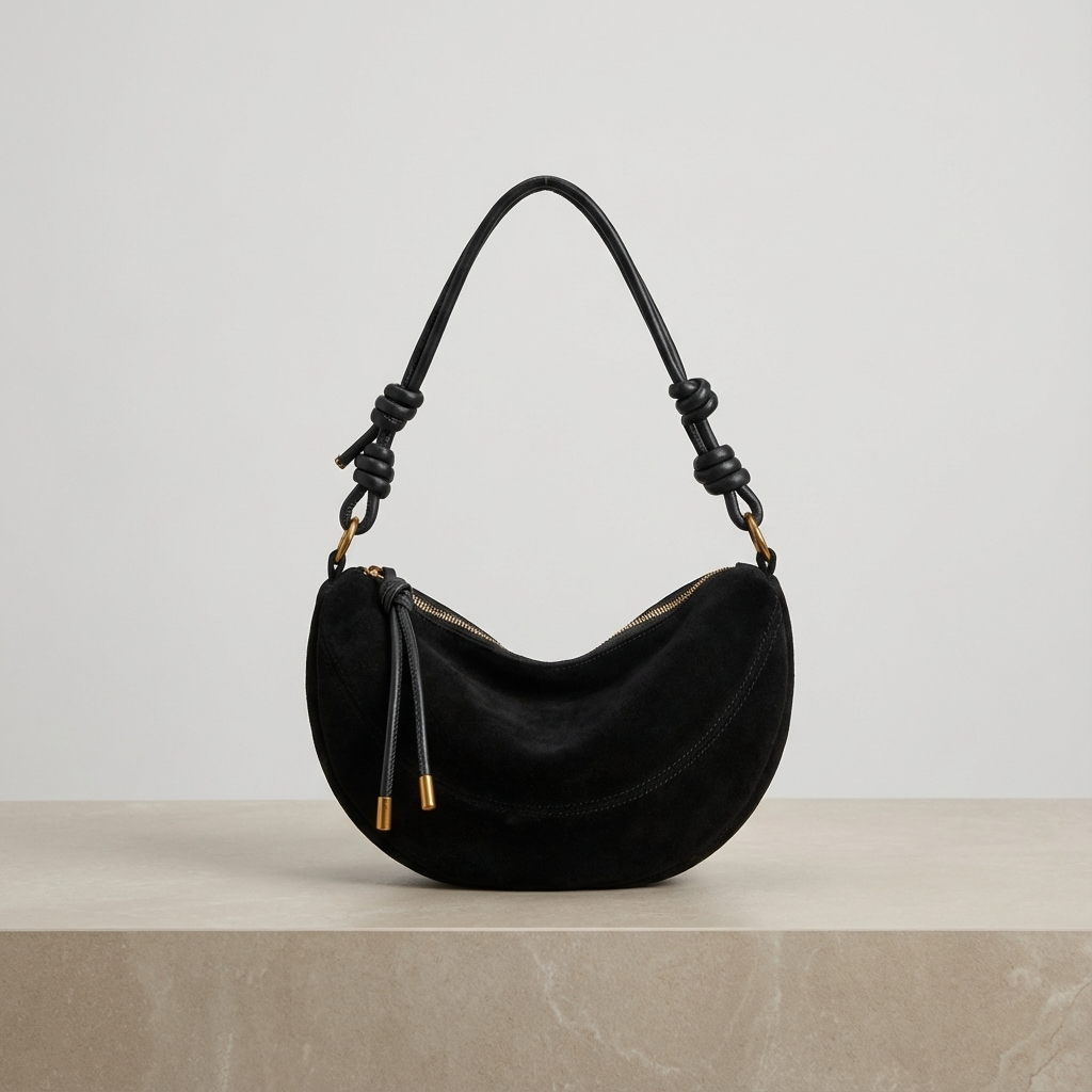 Mila Women’s Shoulder Bag | Crescent Shape, Knotted Strap