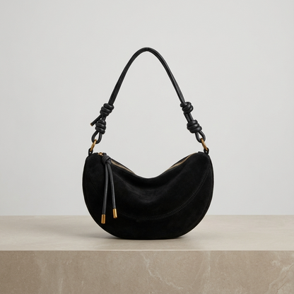 Mila Women’s Shoulder Bag | Crescent Shape, Knotted Strap