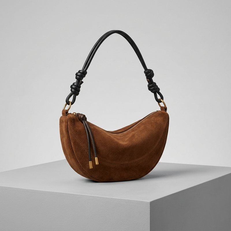 Mila Women’s Shoulder Bag | Crescent Shape, Knotted Strap