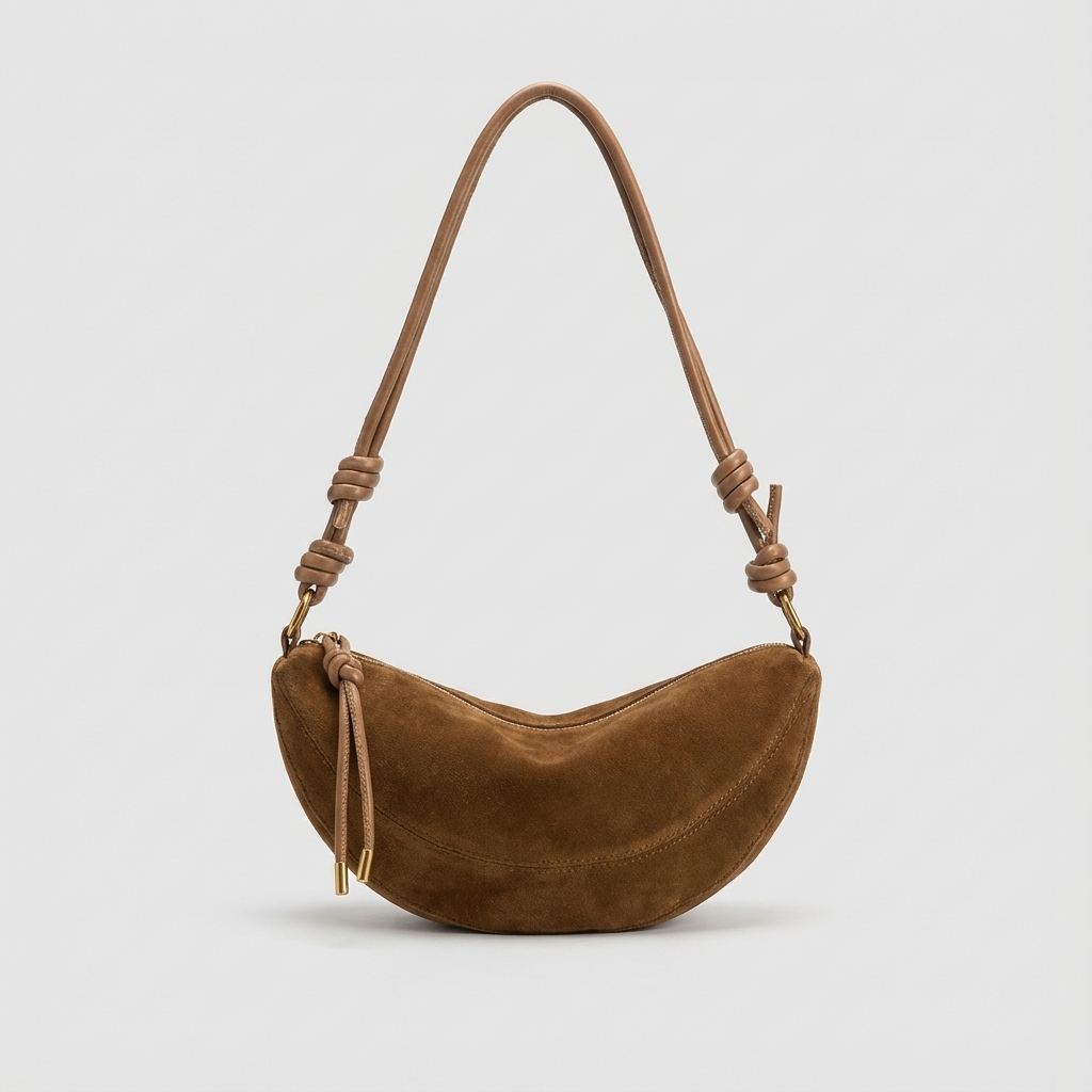 Mila Women’s Shoulder Bag | Crescent Shape, Knotted Strap