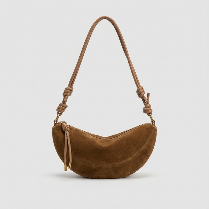 Mila Women’s Shoulder Bag | Crescent Shape, Knotted Strap