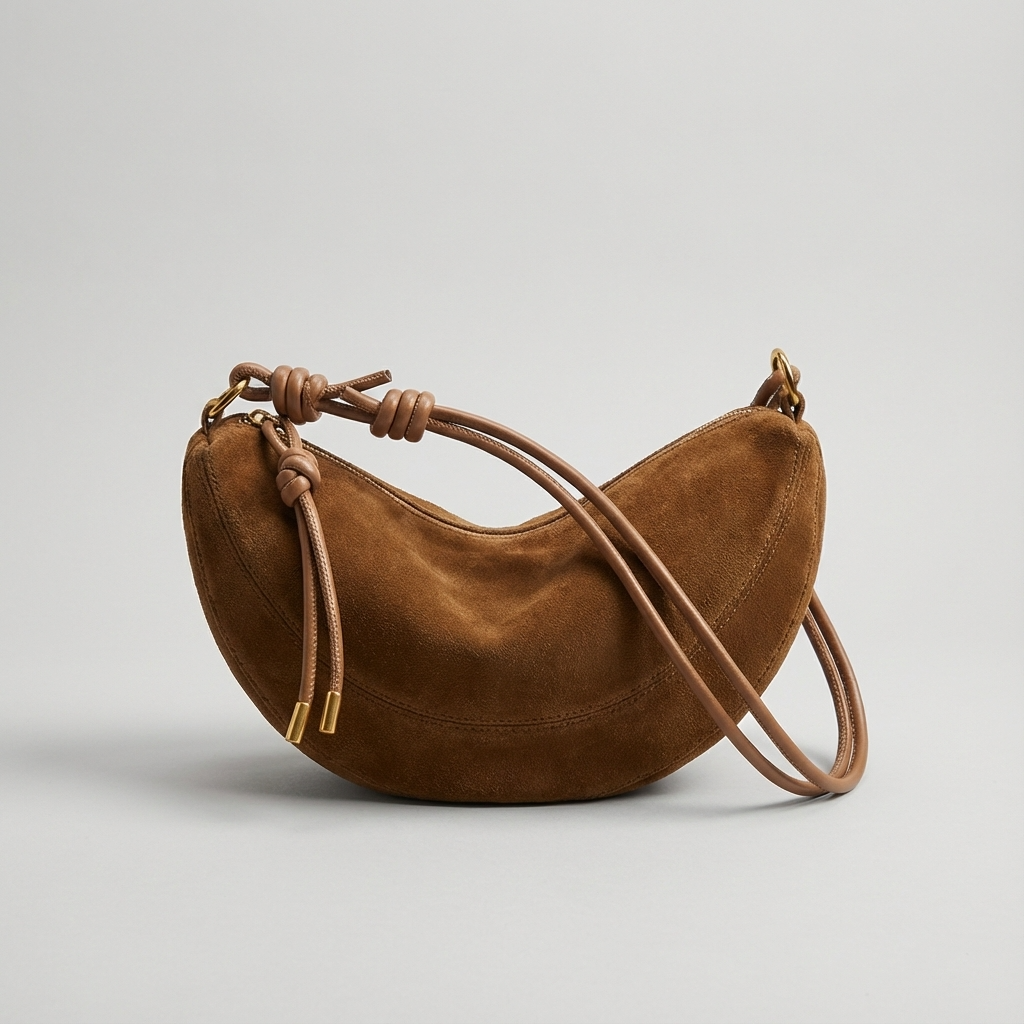 Mila Women’s Shoulder Bag | Crescent Shape, Knotted Strap