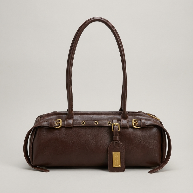 Camila Women’s Shoulder Bag | Cylindrical Shape, Buckle Strap Details