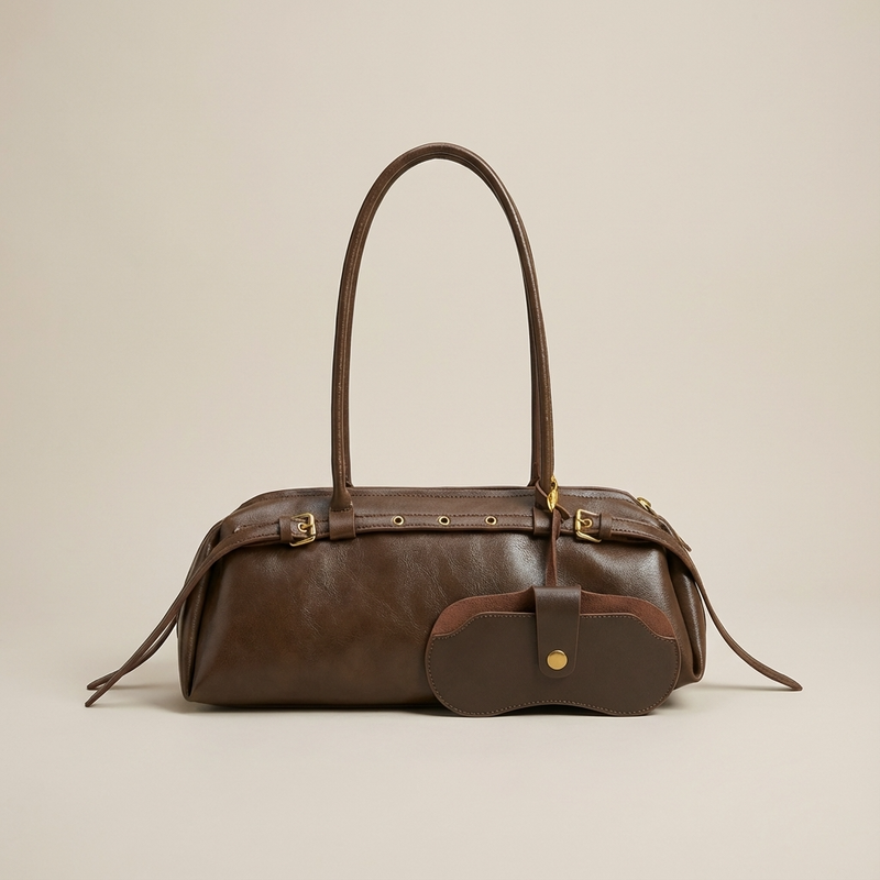 Camila Women’s Shoulder Bag | Cylindrical Shape, Buckle Strap Details