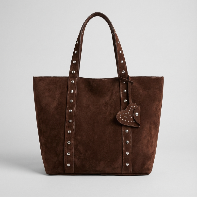 Sac fourre-tout pour femmes Aurelia | Bandoulières cloutées, breloque en forme de cœur