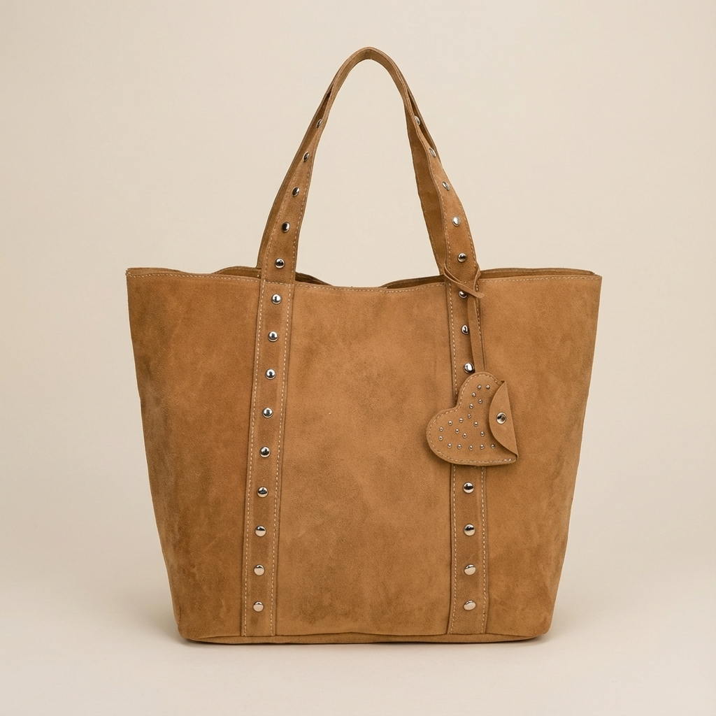 Sac fourre-tout pour femmes Aurelia | Bandoulières cloutées, breloque en forme de cœur