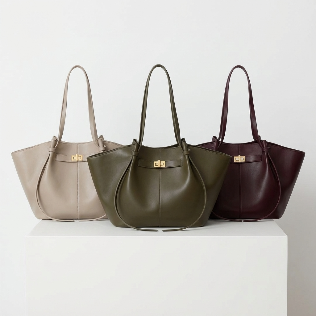 Ember Marielle Women’s Shopper Tote | Wide Silhouette, Turn-Lock Detail
