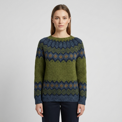 Avelyn Women’s Knit Sweater | Boat Neck, Multicolor Pattern
