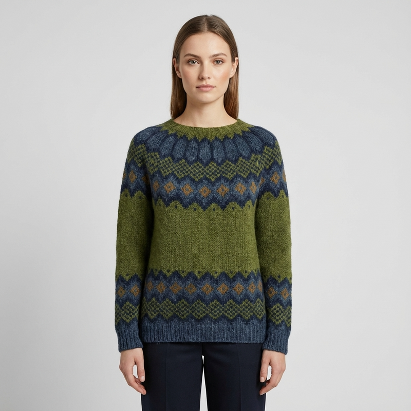 Avelyn Women’s Knit Sweater | Boat Neck, Multicolor Pattern