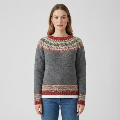 Avelyn Women’s Knit Sweater | Boat Neck, Multicolor Pattern