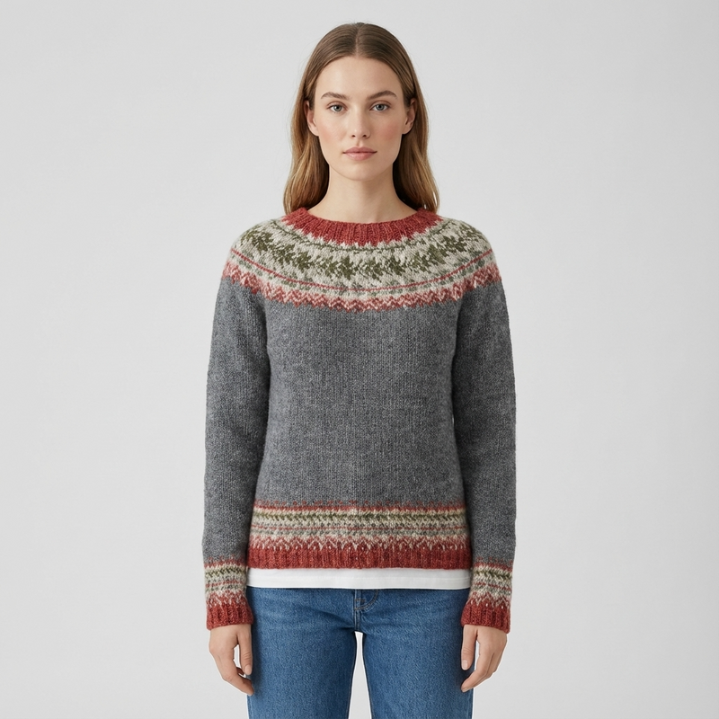 Avelyn Women’s Knit Sweater | Boat Neck, Multicolor Pattern
