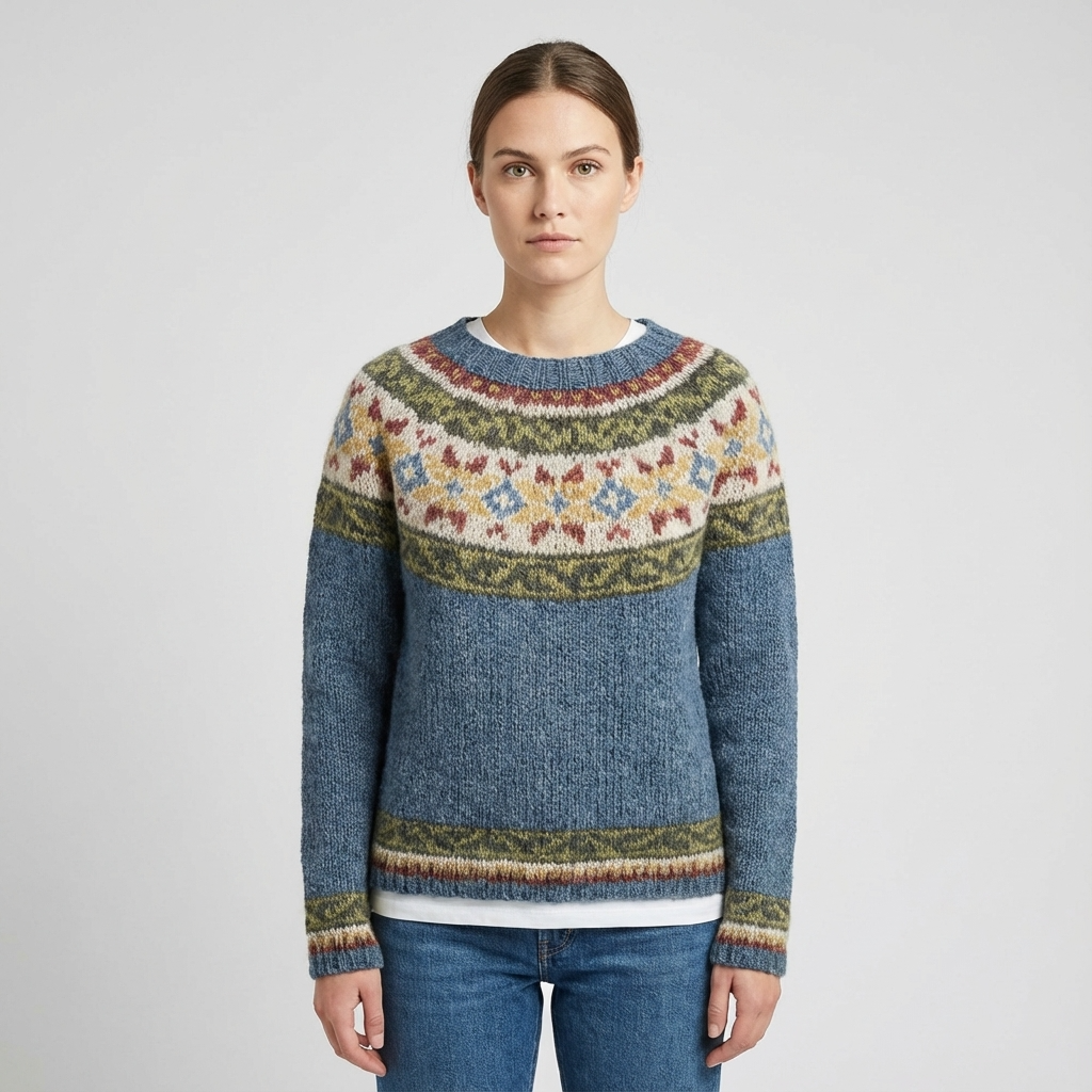 Avelyn Women’s Knit Sweater | Boat Neck, Multicolor Pattern