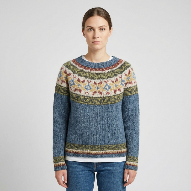 Avelyn Women’s Knit Sweater | Boat Neck, Multicolor Pattern