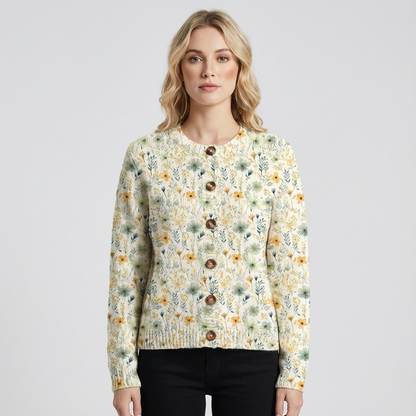 Arlena Women’s Floral Cardigan | Button Front, Round Neckline