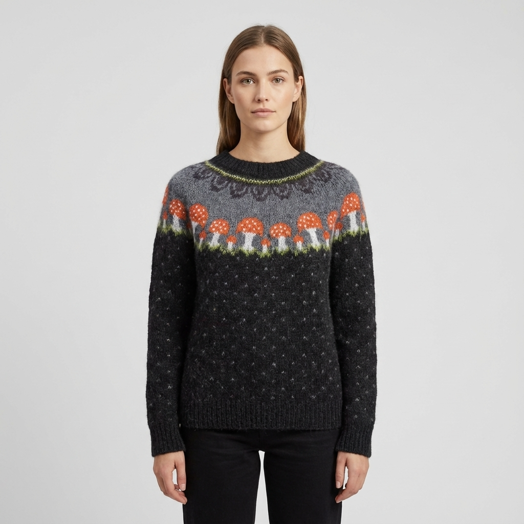 Calyrix Women’s Knit Sweater | Nordic Pattern, Crew Neck