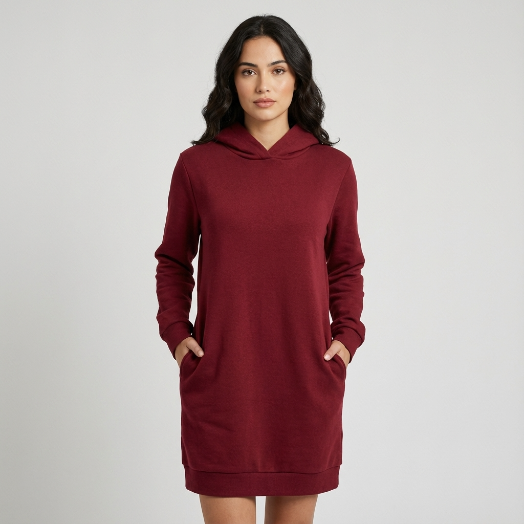 Nyra Women’s Hoodie Dress | Relaxed Fit, Front Pouch Pocket