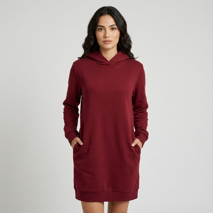Nyra Women’s Hoodie Dress | Relaxed Fit, Front Pouch Pocket