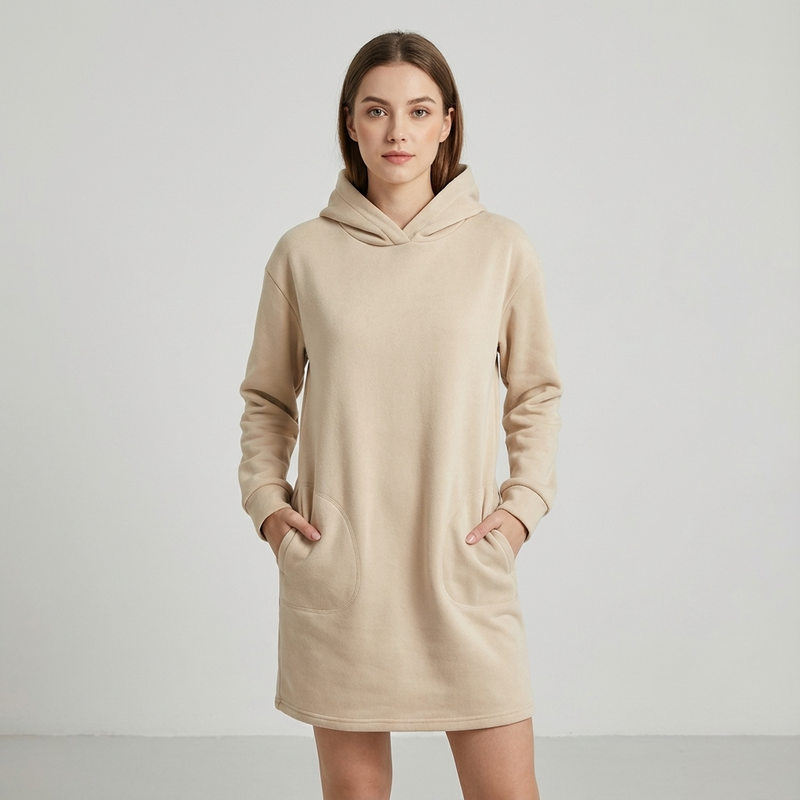 Nyra Women’s Hoodie Dress | Relaxed Fit, Front Pouch Pocket