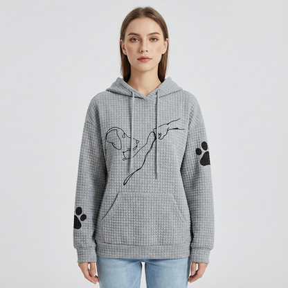 Grove Sablewyn Women’s Waffle Knit Hoodie | Dog Line Graphic, Kangaroo Pocket