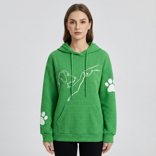 Sweat à Capuche Tricot Gaufre Femme Sablewyn | Graphique Ligne de Chien, Poche Kangourou