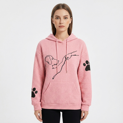 Grove Sablewyn Women’s Waffle Knit Hoodie | Dog Line Graphic, Kangaroo Pocket
