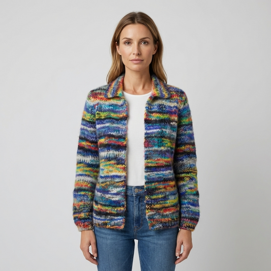 Seraphine Women’s Knit Cardigan | Open Front, Multicolor Pattern