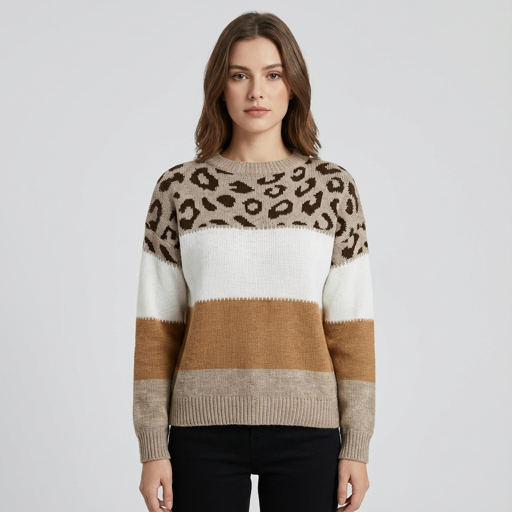 Fern Liora Women’s Knit Sweater | Patterned Design, Relaxed Fit
