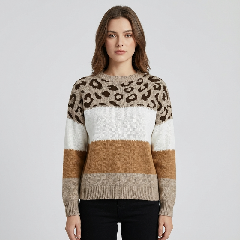 Fern Liora Women’s Knit Sweater | Patterned Design, Relaxed Fit