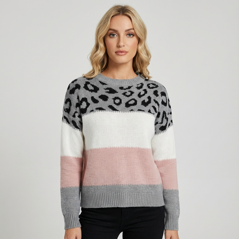 Fern Liora Women’s Knit Sweater | Patterned Design, Relaxed Fit