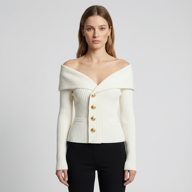 Marlow Lunera Women’s Ribbed Cardigan | Button Front, Tailored Silhouette