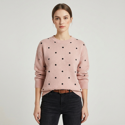 Dotte Women’s Knit Sweater | Crew Neck, Dot Pattern