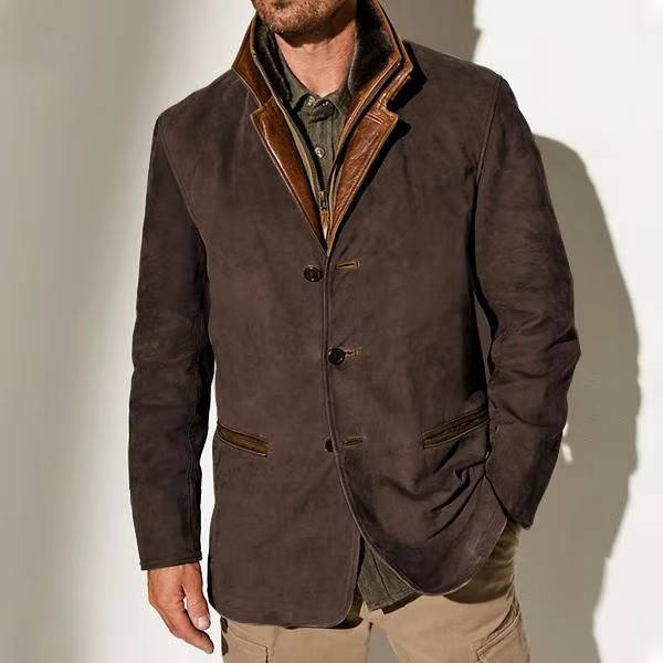 Wilder Men's Suede Blazer - close-up detail