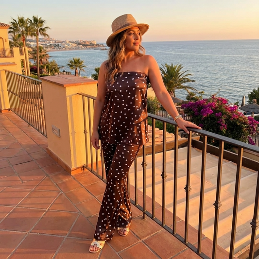 Ensemble bandeau pour femmes Eliza | Haut sans bretelles, pantalon droit